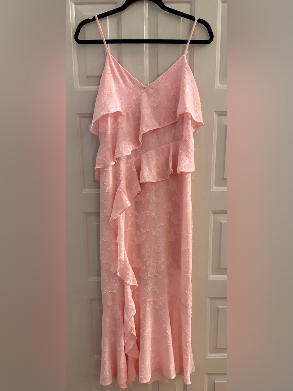 Wild Fable Pink Ruffle Midi Dress - 3D Embroidered Appliqué - Sz M